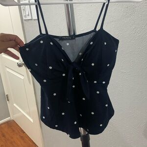 Blue polka dot cropped top